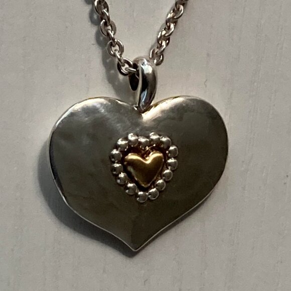Brighton Love Beyond Words Heart Pendant Silver Gold Adjustable Necklace - Picture 6 of 15